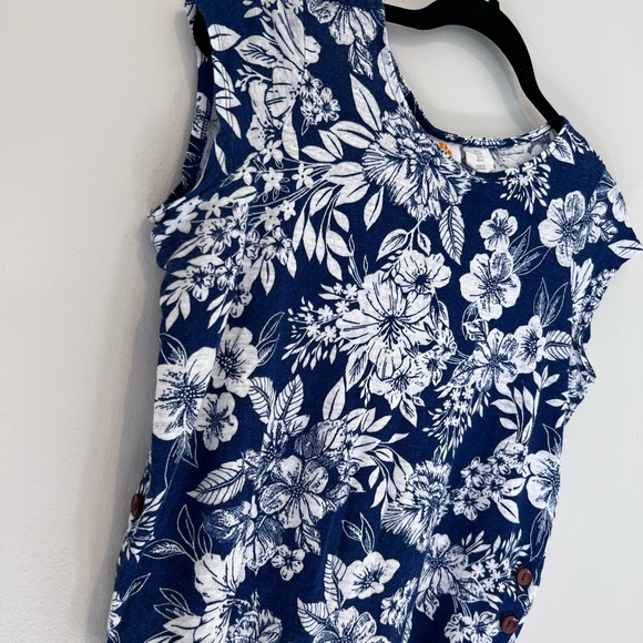 C&C California Womens Blue White Linen Floral Pullover Top Blouse Summer Small - Picture 16 of 16